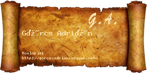 Görcs Adrián névjegykártya